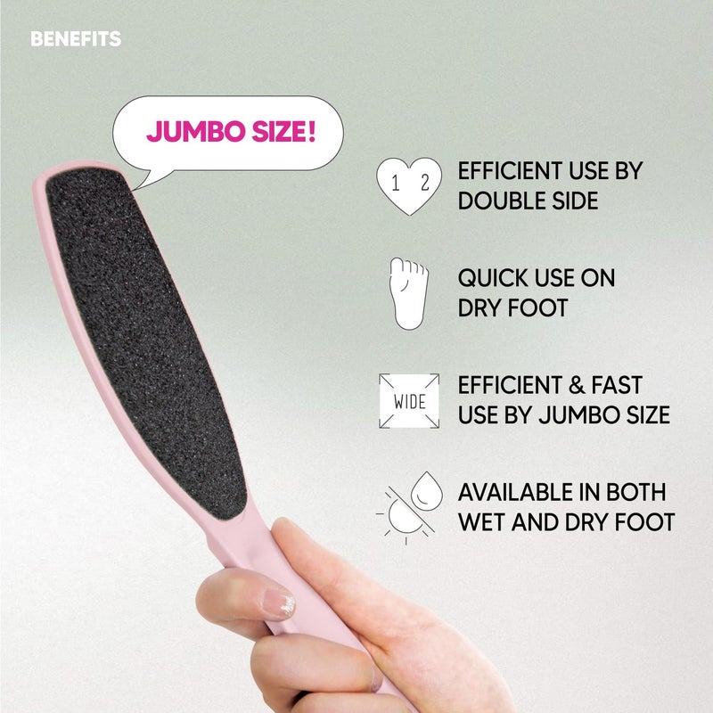 F3 Systems, Wide Emery Foot File(Pink), Double-Sided Pedicure Tool, Colossal Professional Foot Scrubber for Men & Women, Effective for Cracked Heel, Callus Remover - Image 3